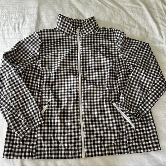 Talbots Light Jacket Nylon Gingham Checks Black and White Windbreaker size 2X - Picture 9 of 16